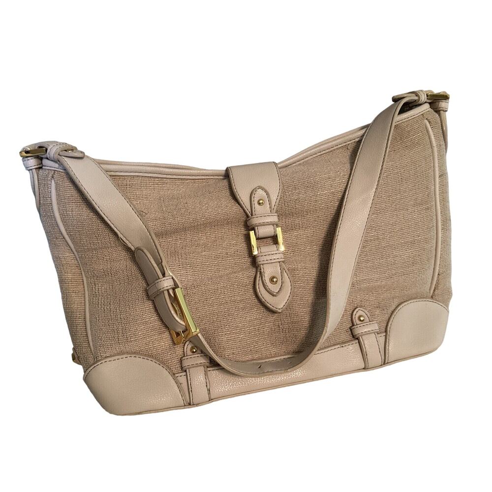 Etienne Aigner Vintage Woven Leather Handbag Beige Shoulder Bag Y2K Quiet Luxury